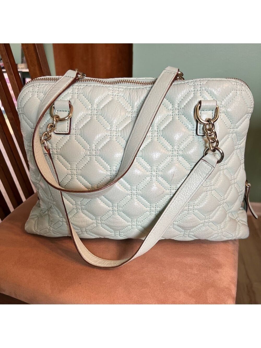 Kate Spade Rachelle Astor Quilted Mint Green Handbag - Picture 3 of 8